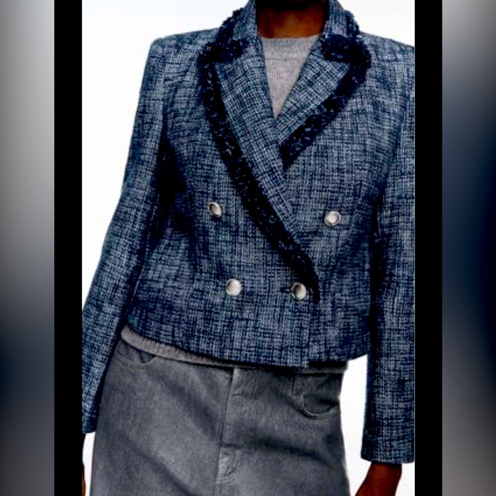 Zara textured short blazer